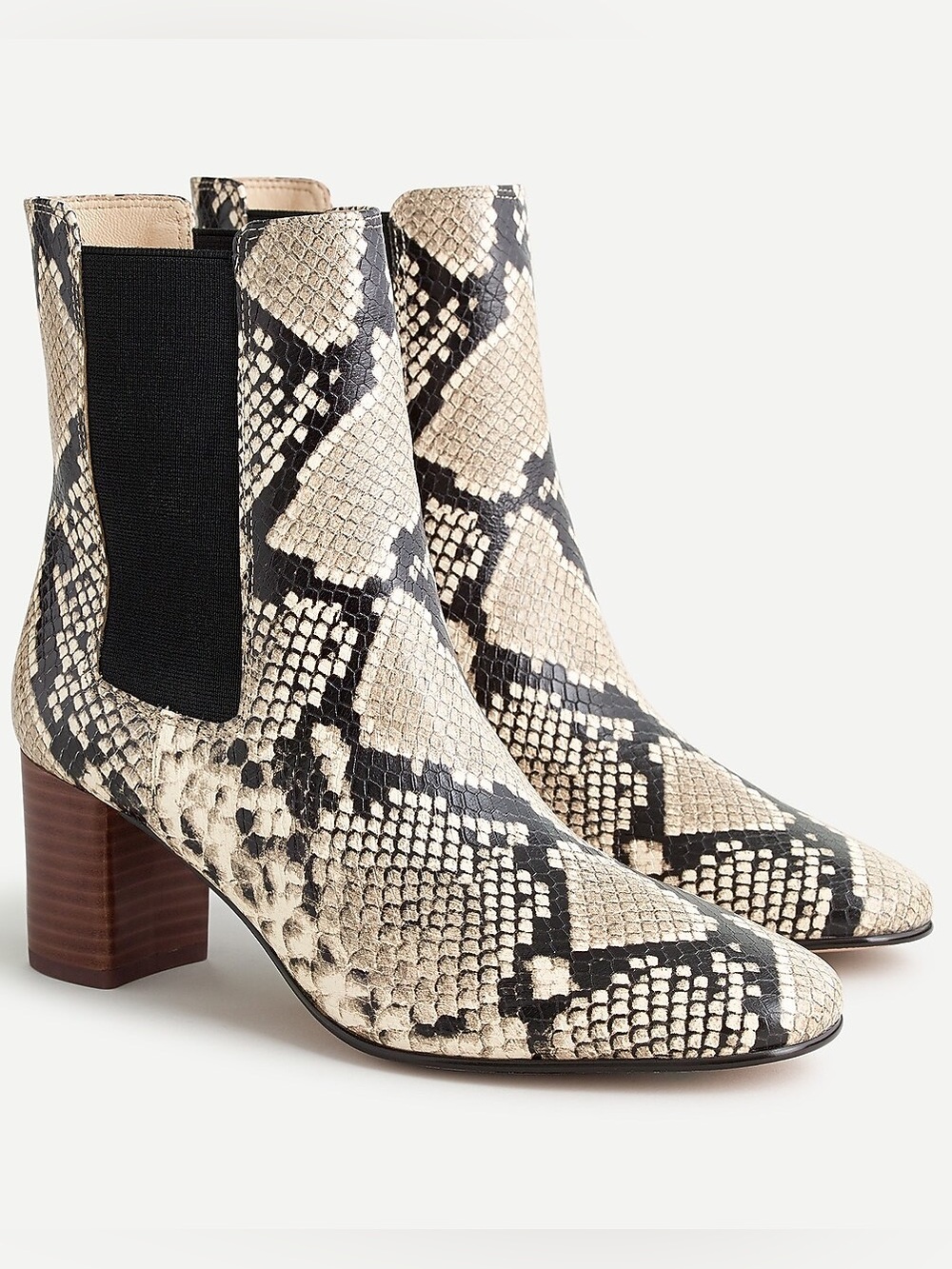 Jcrew Snake-embossed Leather Stacked-heel Boots
